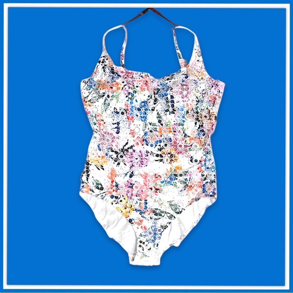Johnny Was Neon Jungle Eyelet One Piece Swimsuit - Picture 6 of 16